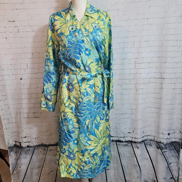 Bob Mackie Vibrant Blue and Yellow Floral Dress - Picture 1 of 6